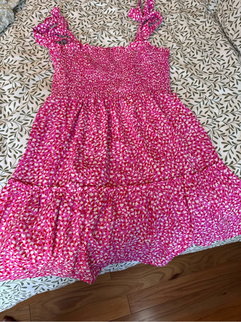 NWOT Pink Smocked Sundress with Ruffle Straps